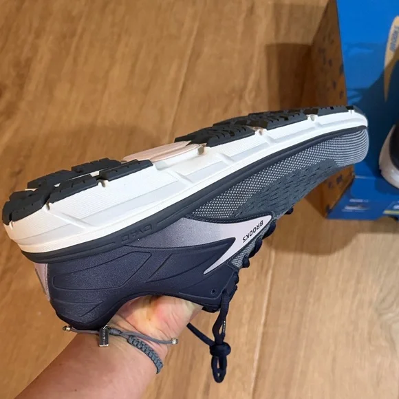 Brooks Women's 9.5 WIDE Gray and Navy Running Shoes - Picture 13 of 15